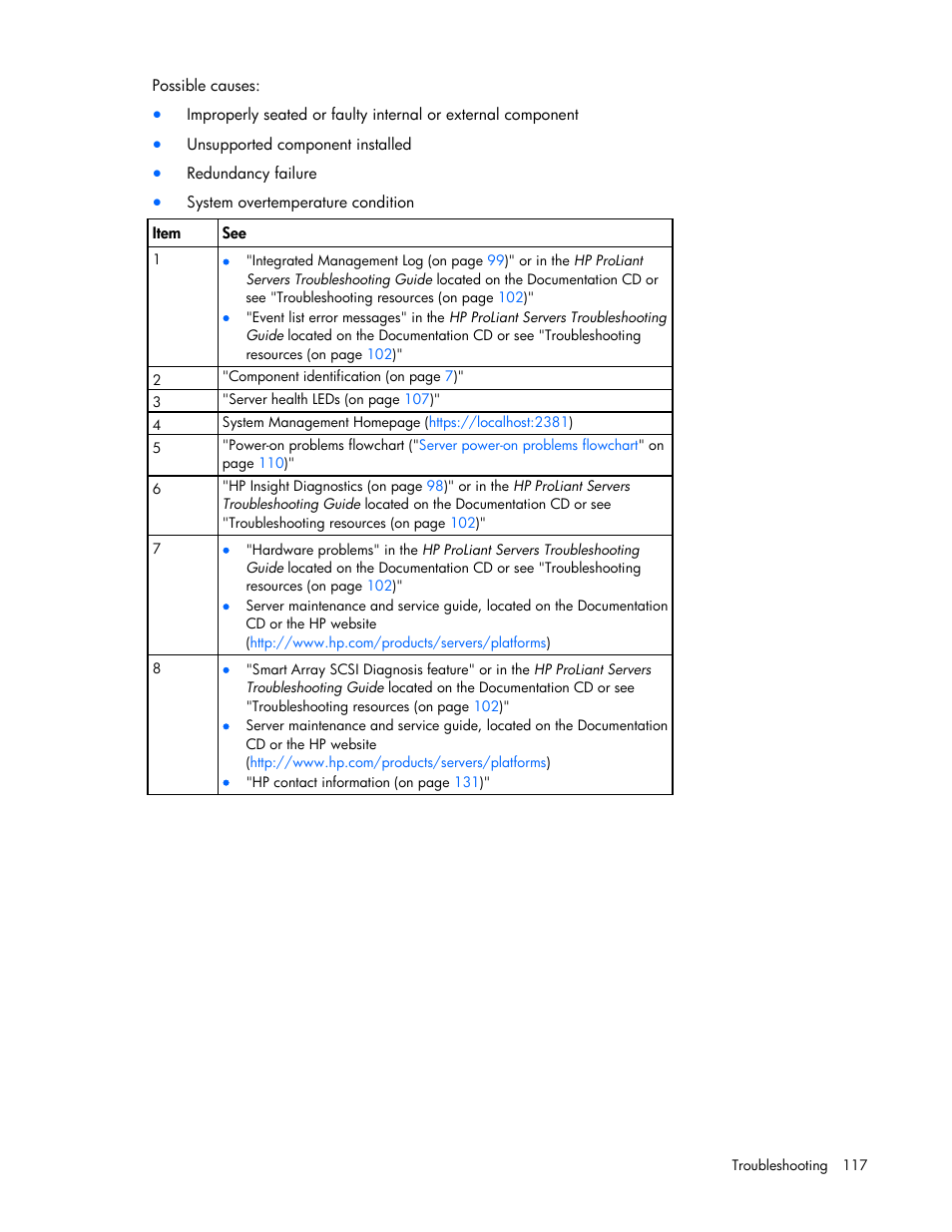 HP ProLiant ML350 G6 Server User Manual | Page 117 / 144