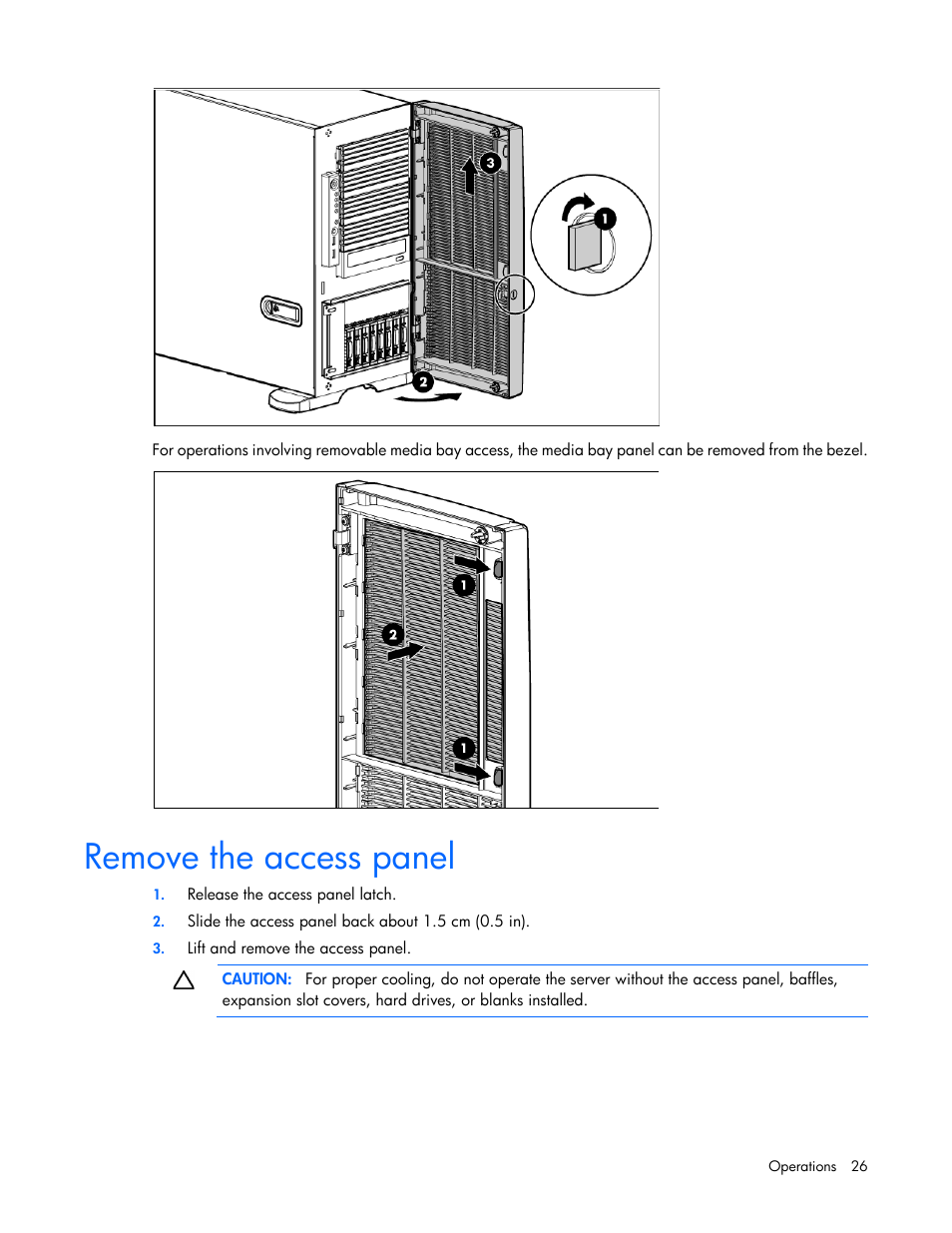 Remove the access panel | HP ProLiant ML350 G6 Server User Manual | Page 26 / 144