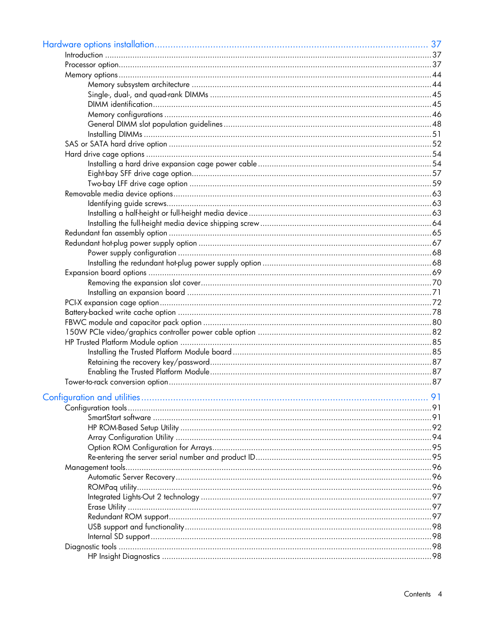 HP ProLiant ML350 G6 Server User Manual | Page 4 / 144