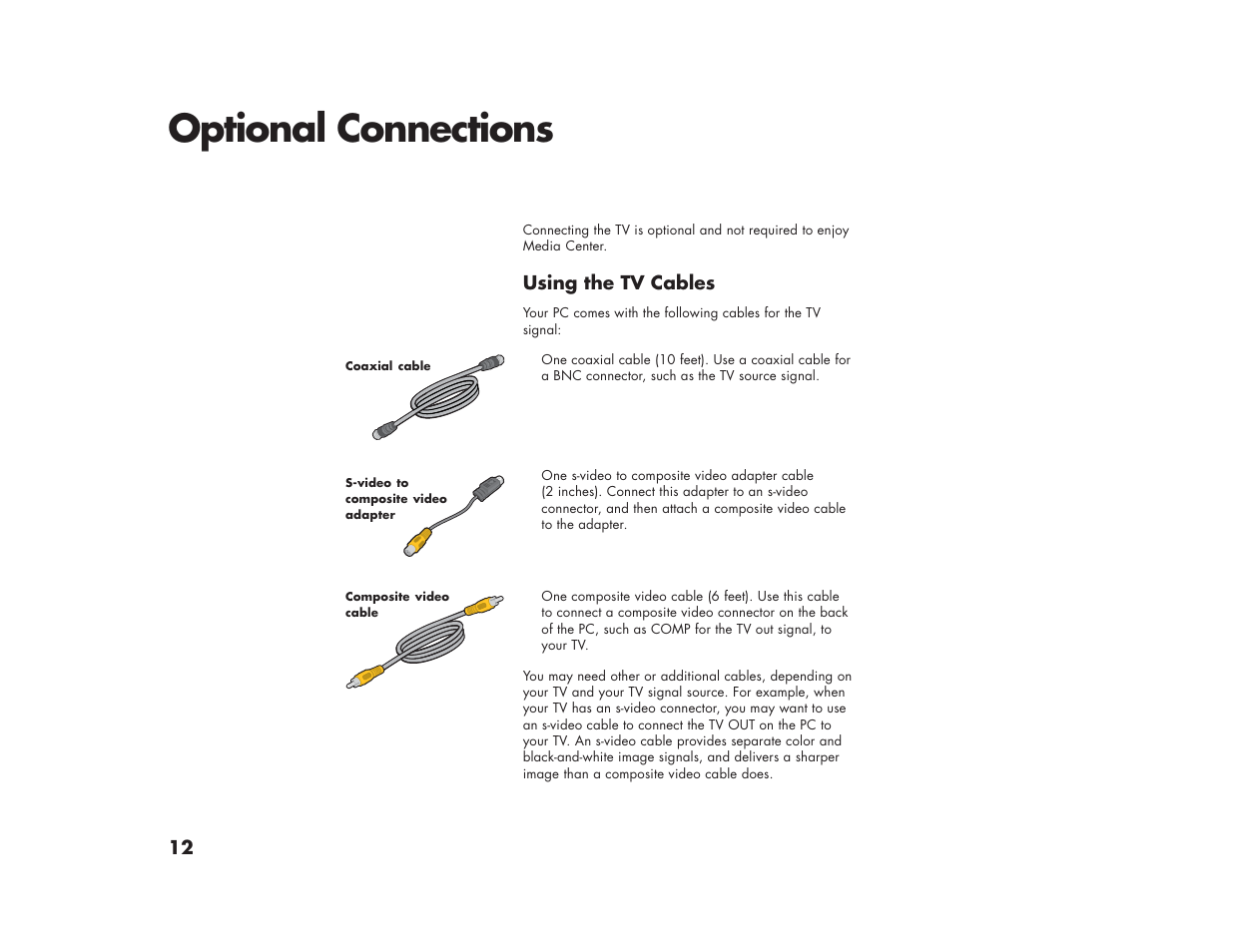 Optional connections | HP Media Center m270 Desktop PC User Manual | Page 20 / 82