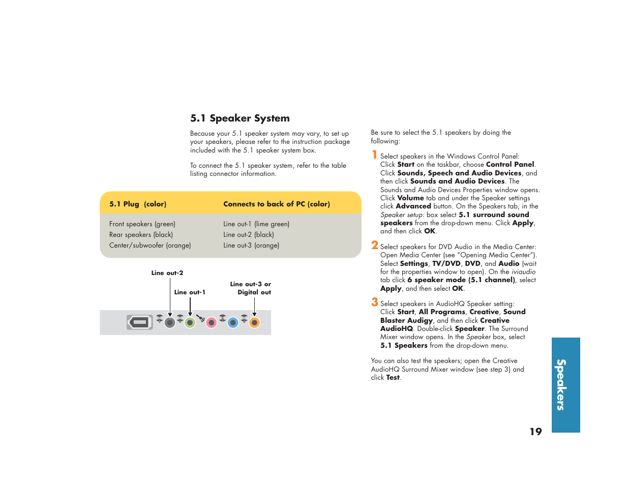 Speakers | HP Media Center m270 Desktop PC User Manual | Page 27 / 82
