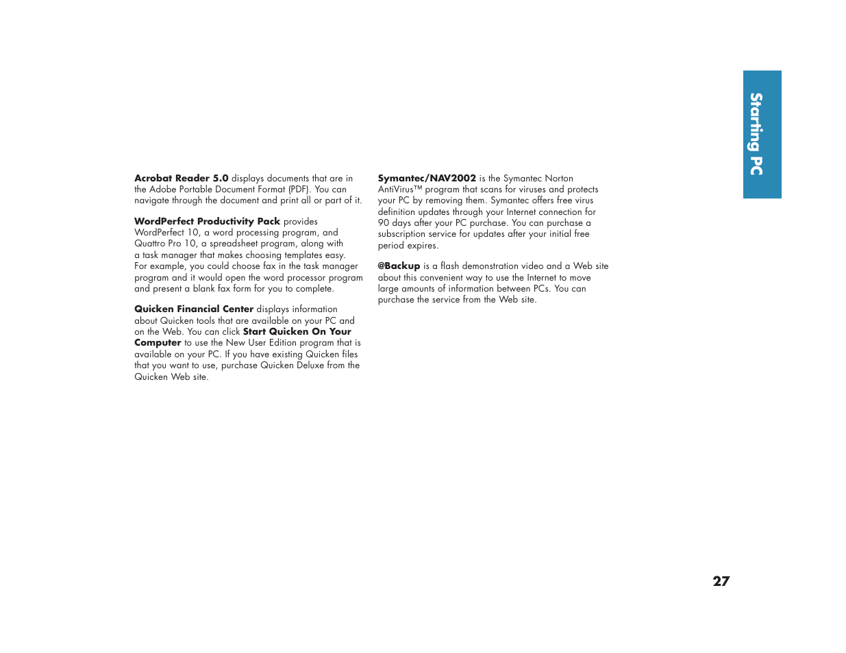 Star ting pc | HP Media Center m270 Desktop PC User Manual | Page 35 / 82