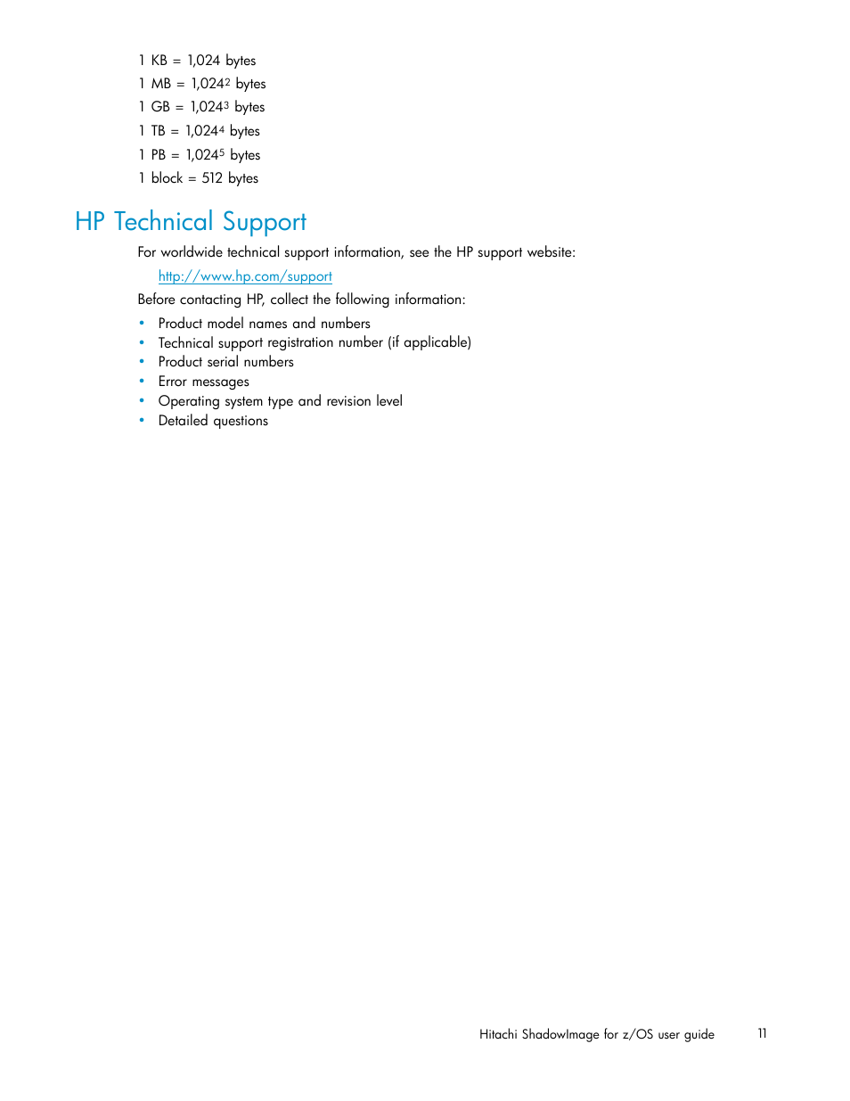 Hp technical support | HP StorageWorks XP Remote Web Console Software User Manual | Page 11 / 116