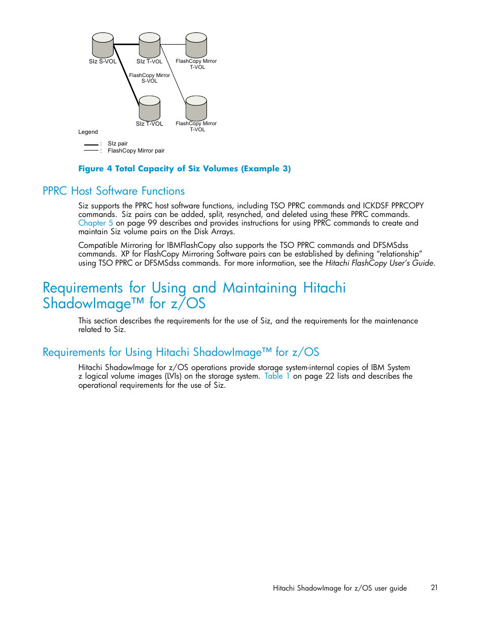 Pprc host software functions, 4 total capacity of siz volumes (example 3), Ibm pprc host software functions | HP StorageWorks XP Remote Web Console Software User Manual | Page 21 / 116