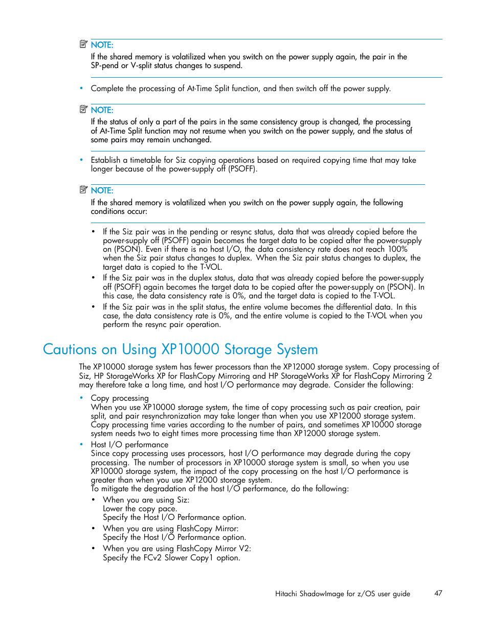 Cautions on using xp10000 storage system | HP StorageWorks XP Remote Web Console Software User Manual | Page 47 / 116