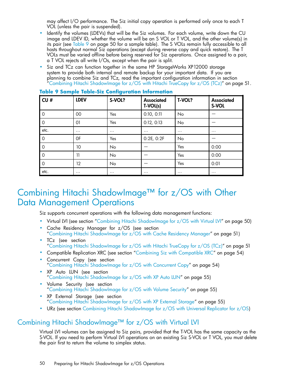 9 sample table-siz configuration information | HP StorageWorks XP Remote Web Console Software User Manual | Page 50 / 116