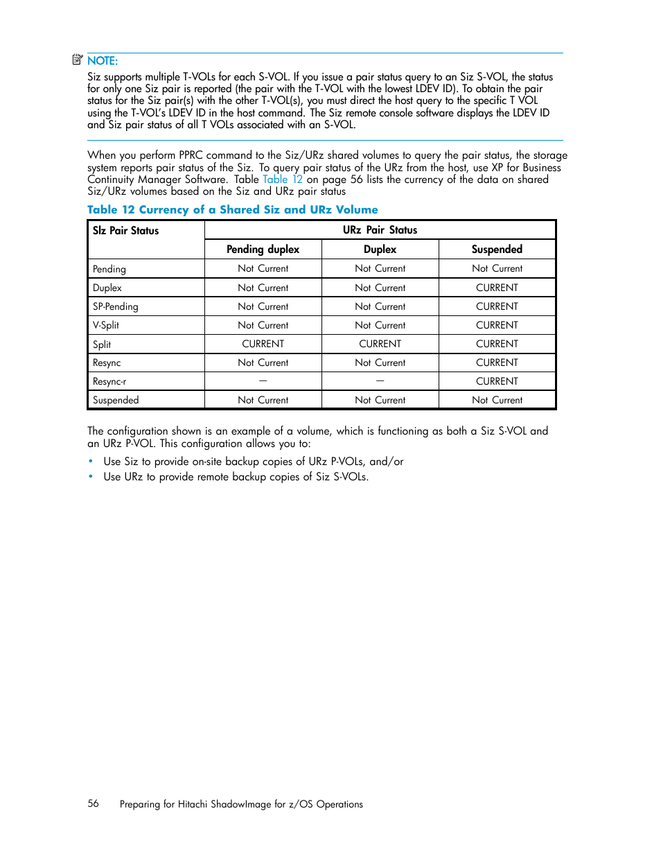 12 currency of a shared siz and urz volume | HP StorageWorks XP Remote Web Console Software User Manual | Page 56 / 116