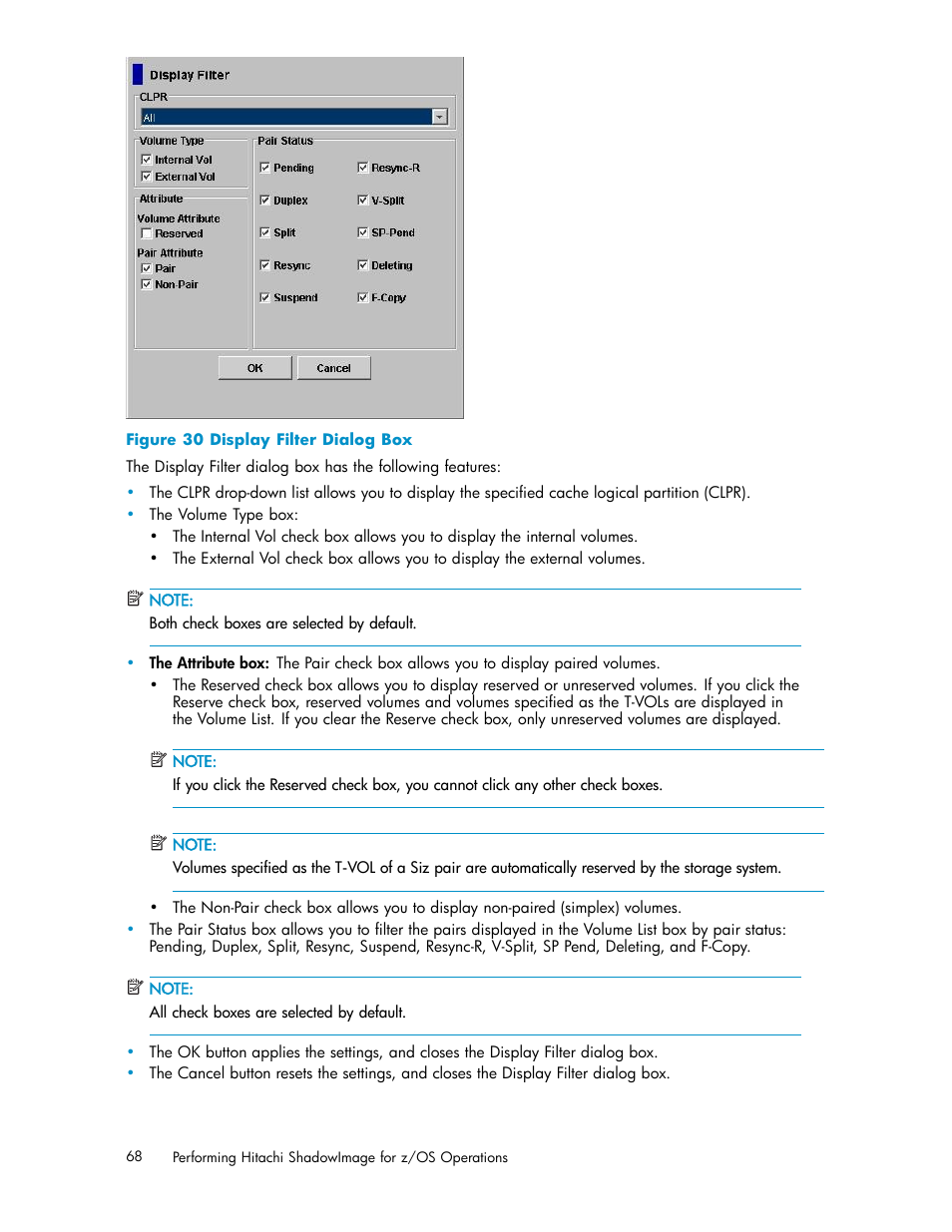 30 display filter dialog box, Figure 30 | HP StorageWorks XP Remote Web Console Software User Manual | Page 68 / 116