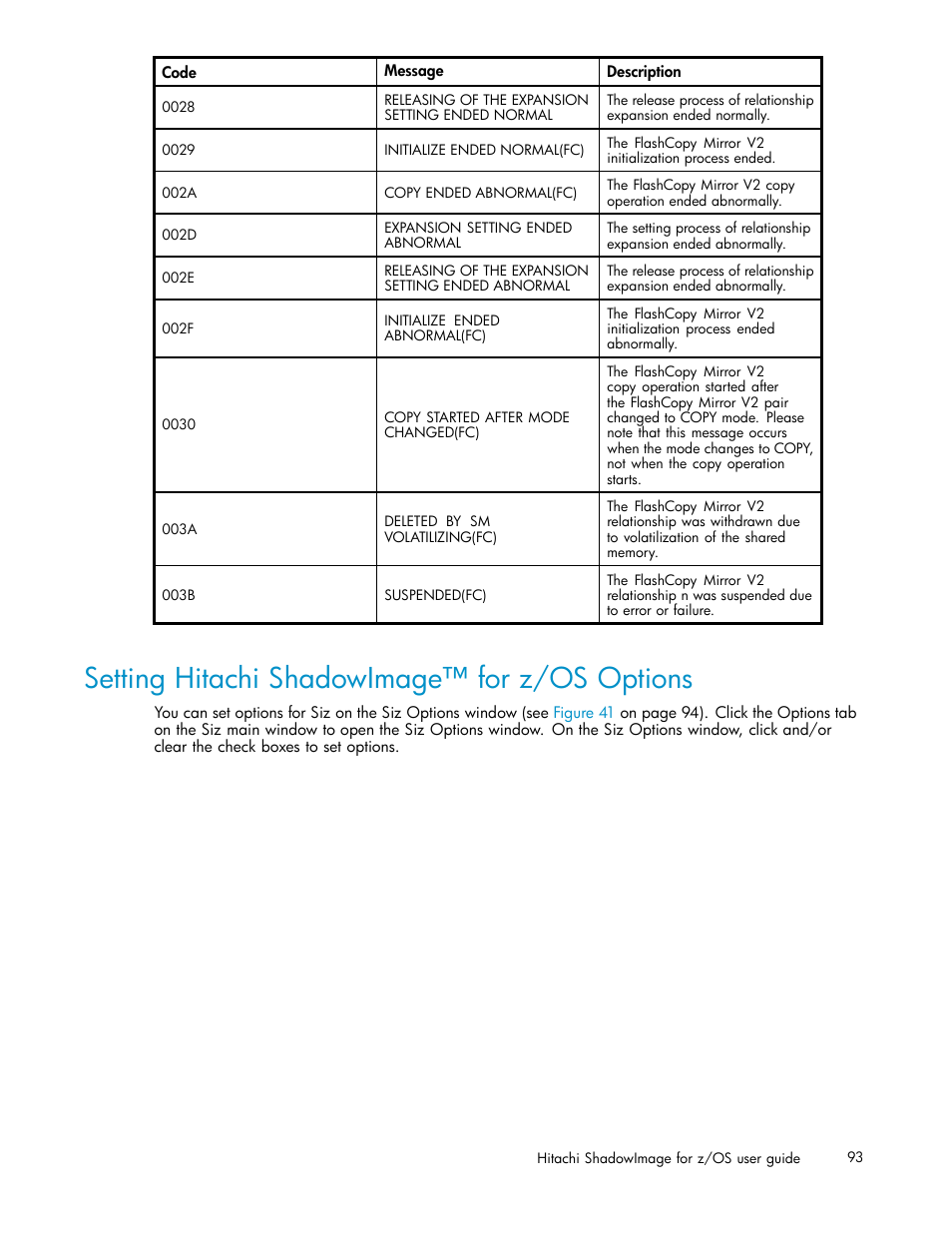 Setting hitachi shadowimage for z/os options, Setting hitachi shadowimage™ for z/os options | HP StorageWorks XP Remote Web Console Software User Manual | Page 93 / 116