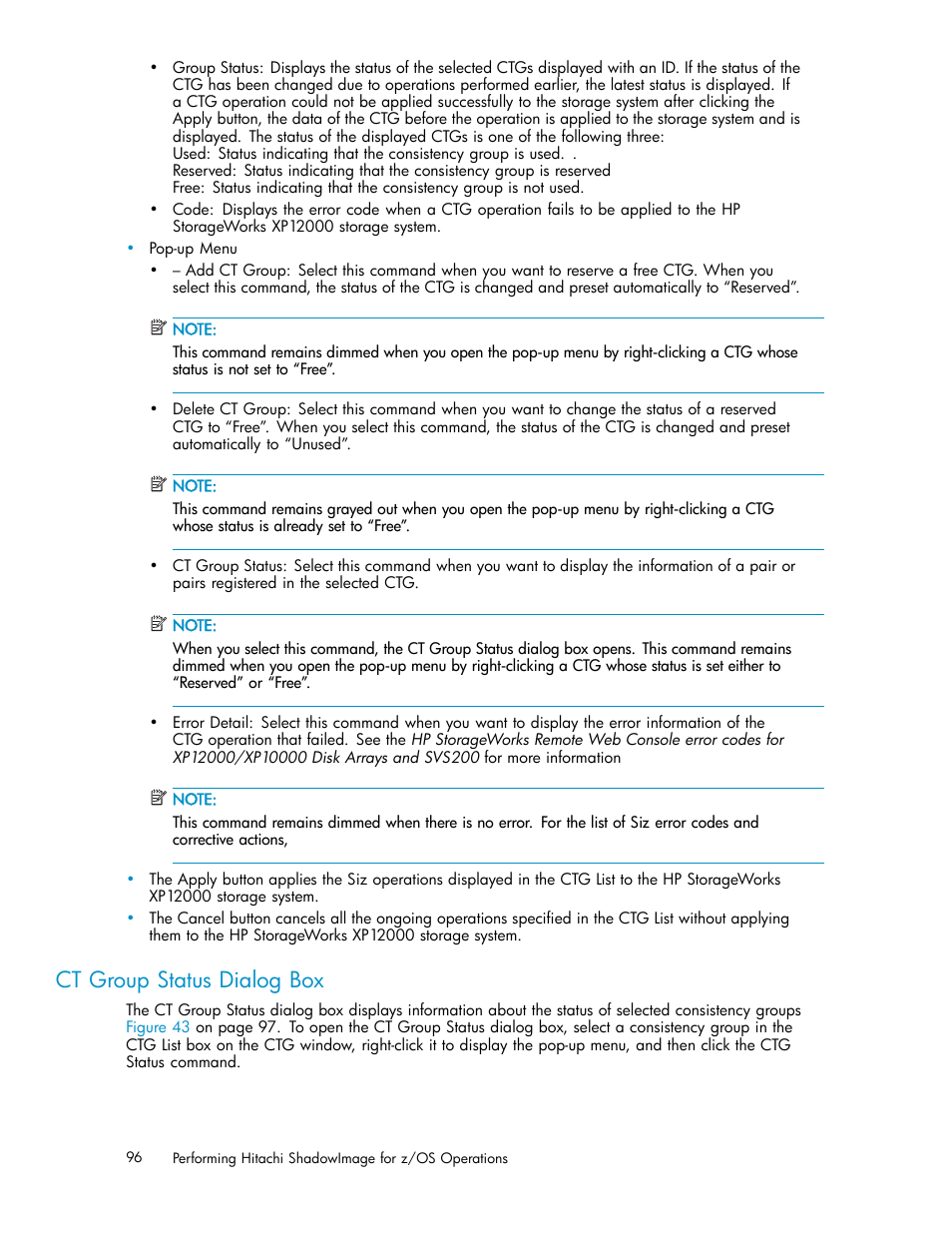 Ct group status dialog box | HP StorageWorks XP Remote Web Console Software User Manual | Page 96 / 116