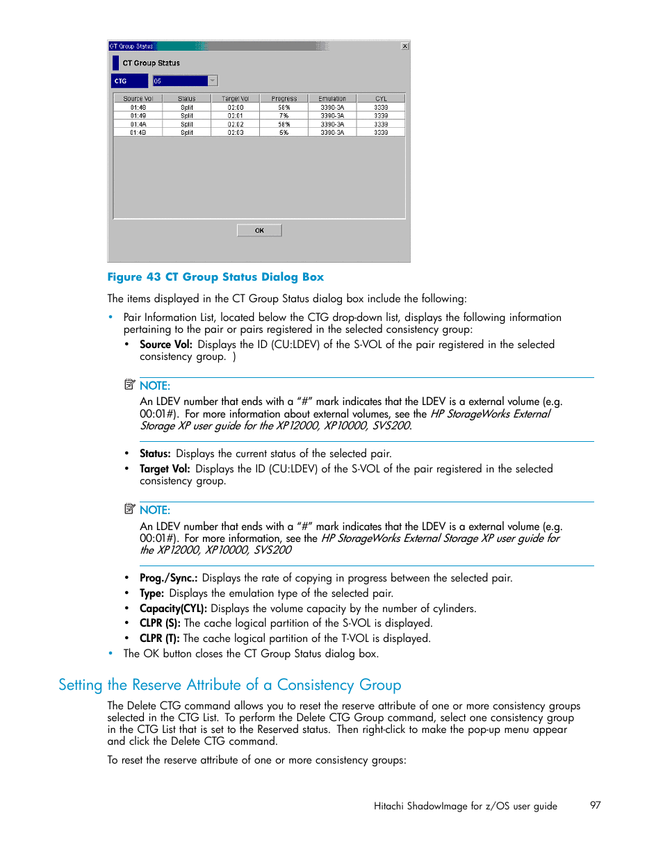 43 ct group status dialog box | HP StorageWorks XP Remote Web Console Software User Manual | Page 97 / 116