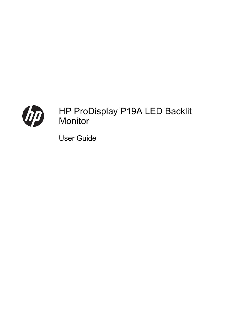 HP ProDisplay P19A 19-inch LED Backlit Monitor User Manual | 18 pages