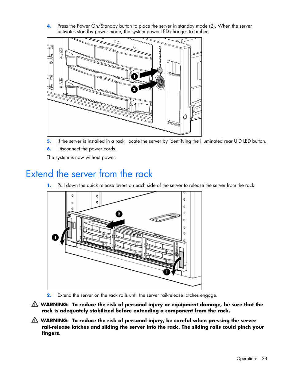 Extend the server from the rack | HP ProLiant DL380 G4 Server User Manual | Page 28 / 122