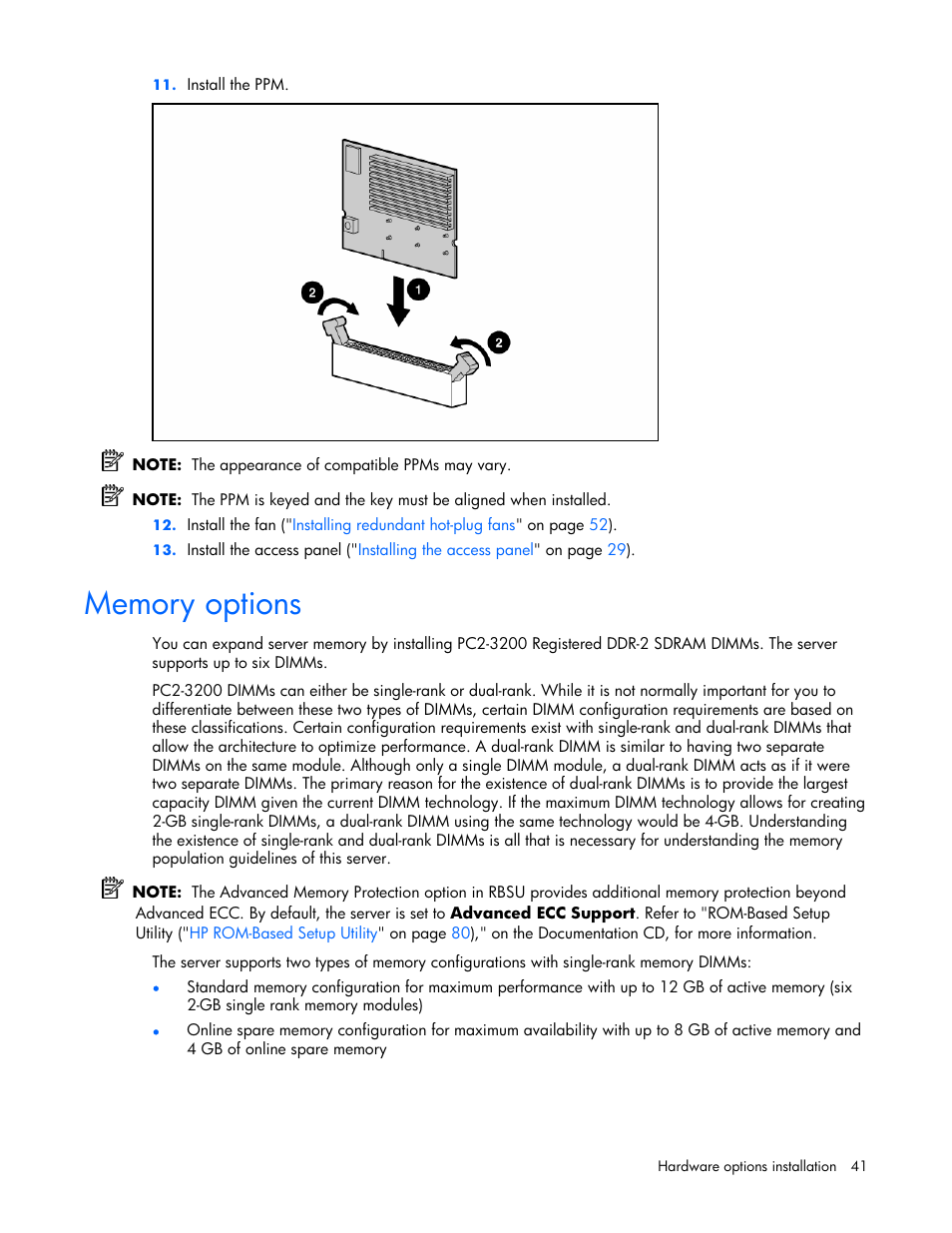Memory options | HP ProLiant DL380 G4 Server User Manual | Page 41 / 122