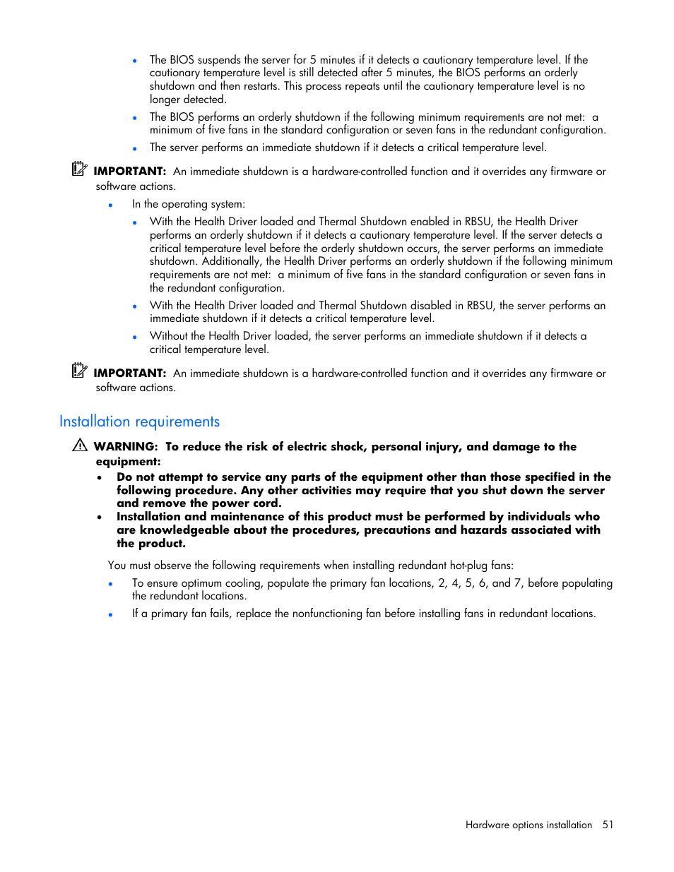 Installation requirements | HP ProLiant DL380 G4 Server User Manual | Page 51 / 122