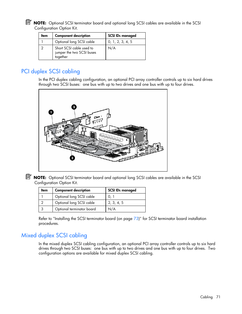 Pci duplex scsi cabling, Mixed duplex scsi cabling | HP ProLiant DL380 G4 Server User Manual | Page 71 / 122