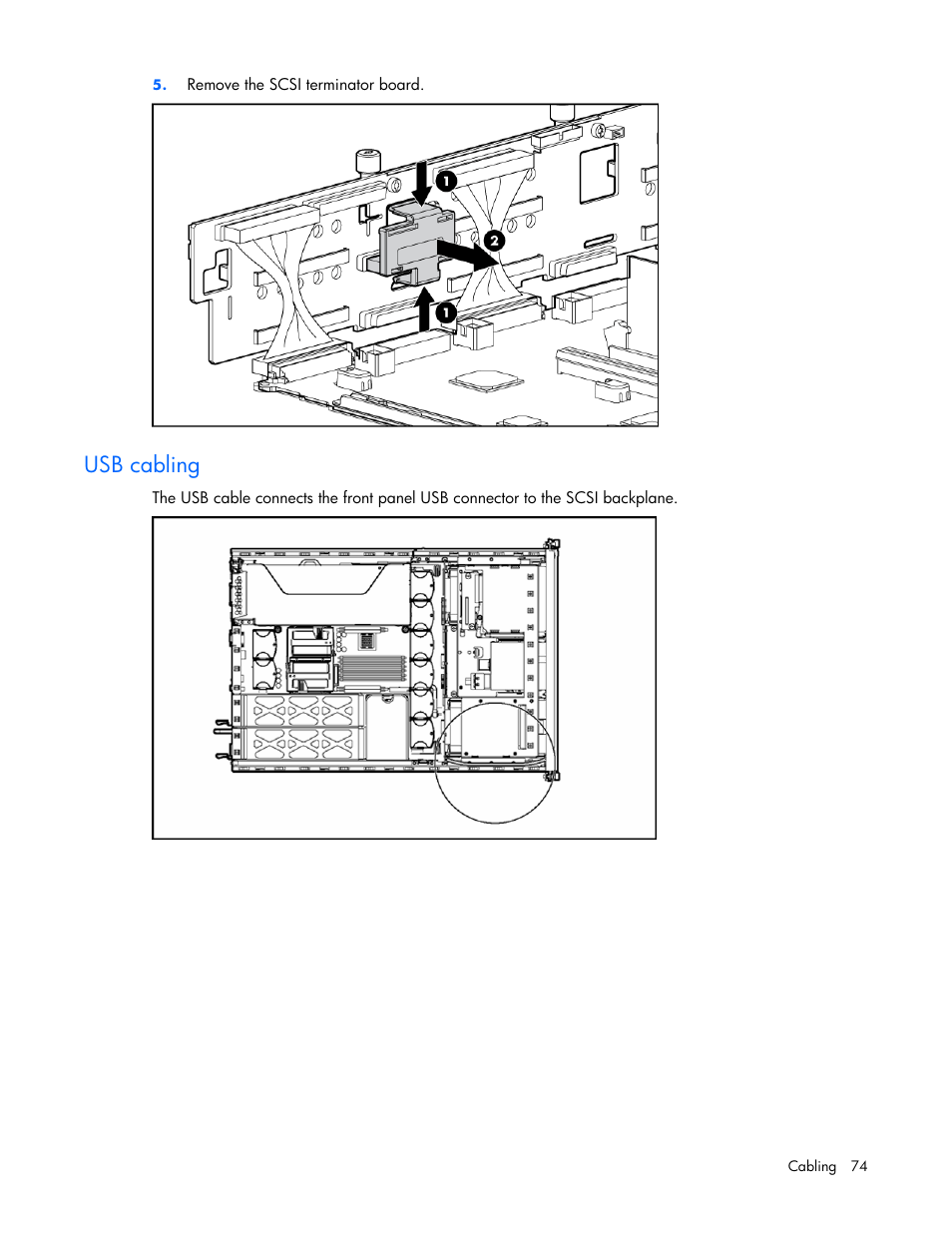 Usb cabling | HP ProLiant DL380 G4 Server User Manual | Page 74 / 122