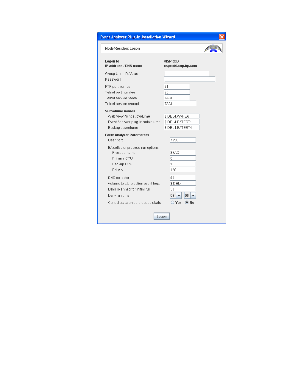 Figure 12 wizard installation – logon screen | HP Integrity NonStop H-Series User Manual | Page 27 / 96
