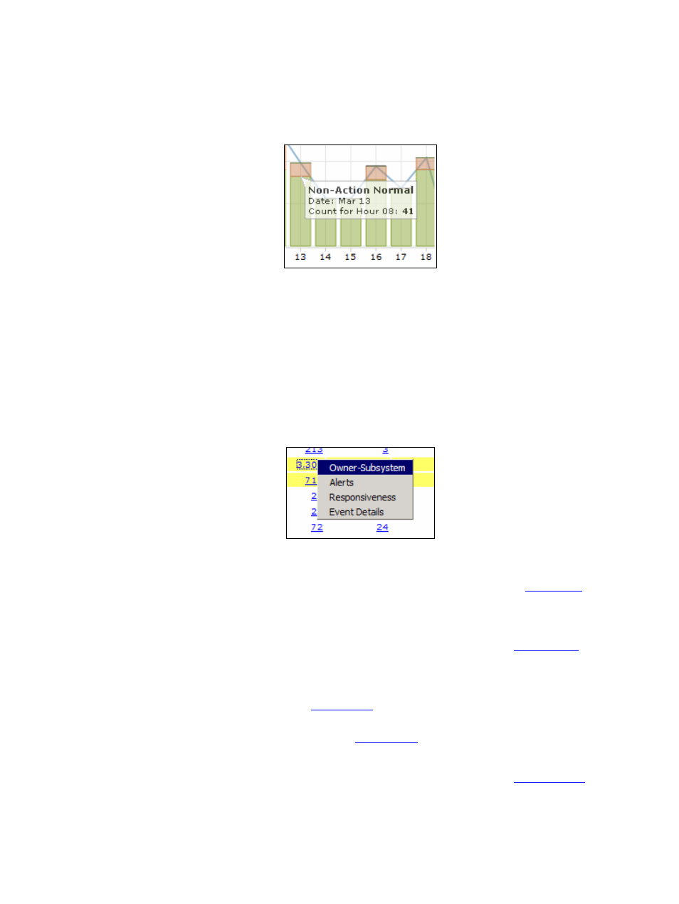 Figure 40 all days – given hour – tooltip, Figure 41 hour of days - drilldown options | HP Integrity NonStop H-Series User Manual | Page 55 / 96