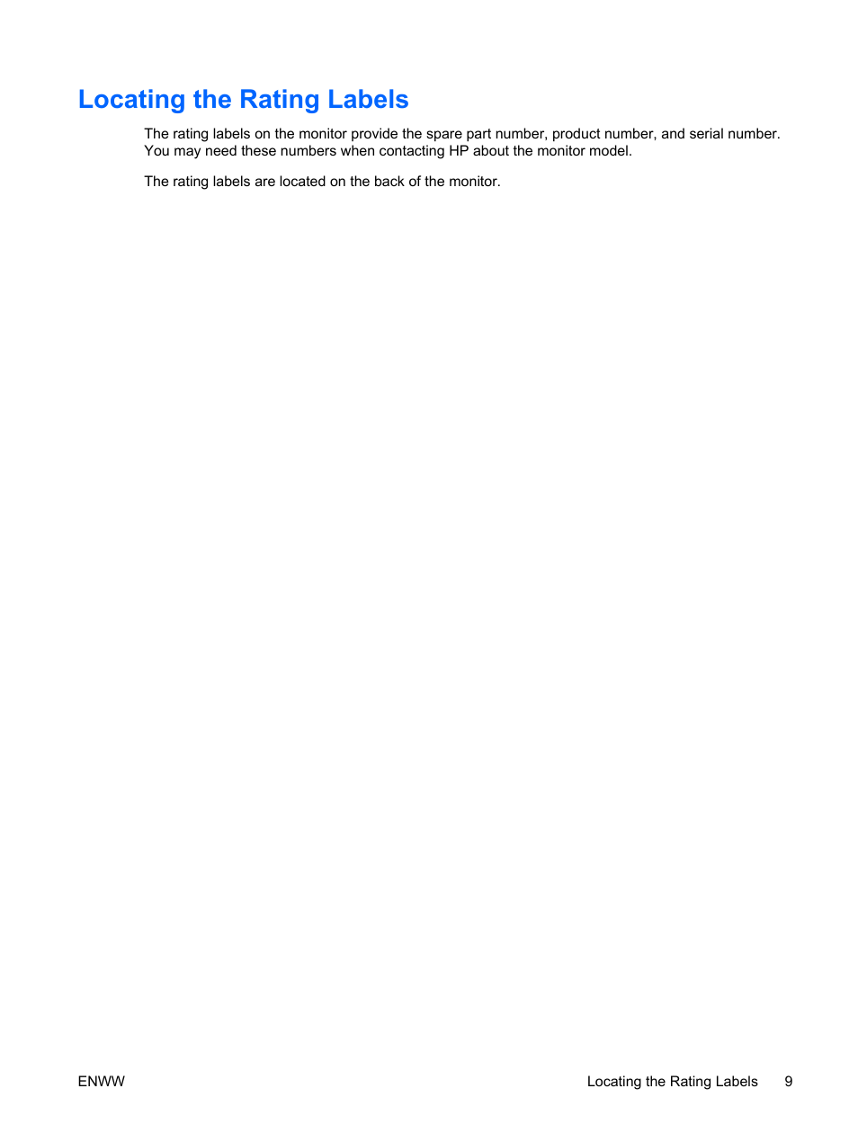 Locating the rating labels | HP LV1561ws 15.6-inch Widescreen LCD Monitor User Manual | Page 15 / 33