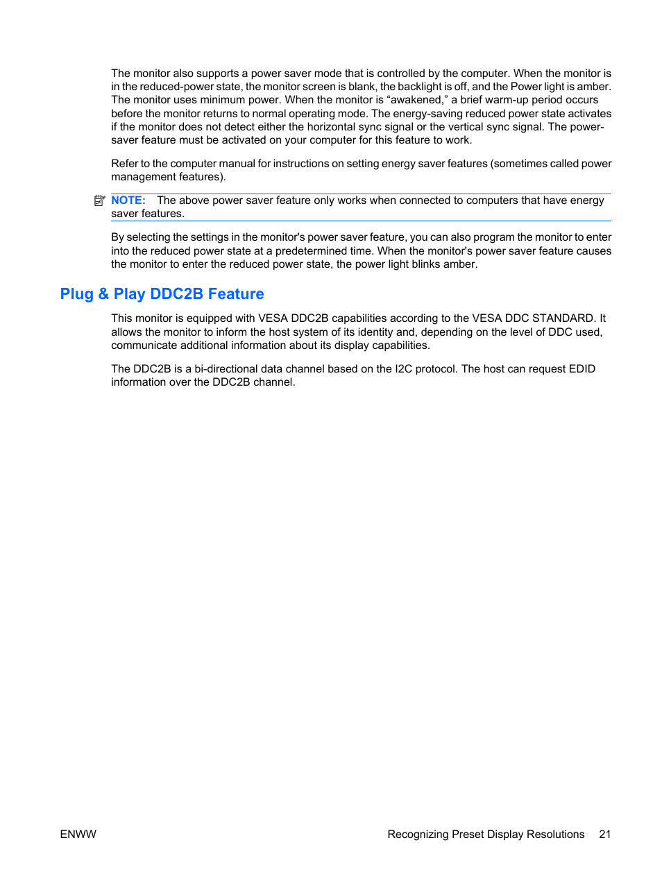 Plug & play ddc2b feature | HP LV1561ws 15.6-inch Widescreen LCD Monitor User Manual | Page 27 / 33