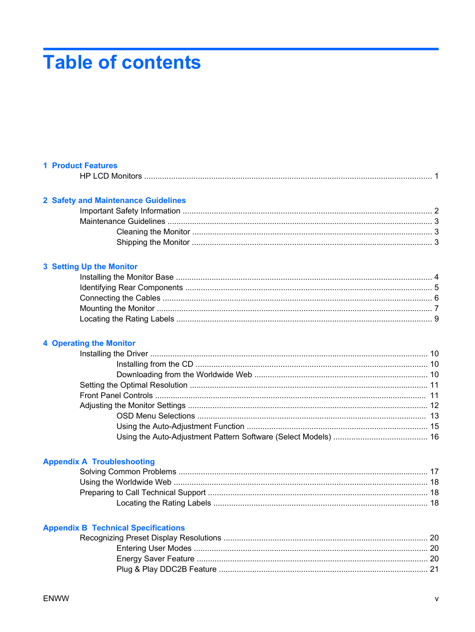 HP LV1561ws 15.6-inch Widescreen LCD Monitor User Manual | Page 5 / 33
