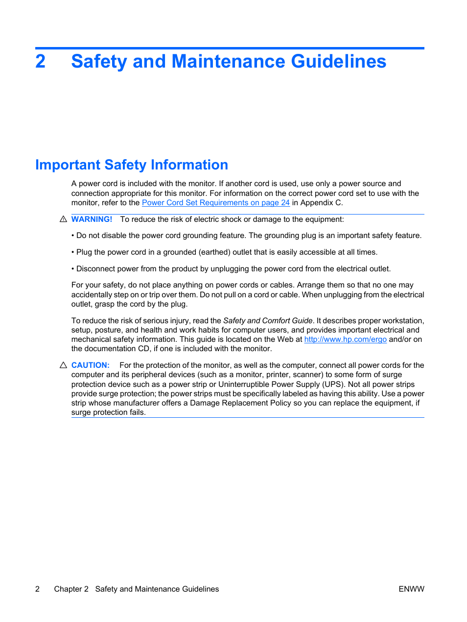 Safety and maintenance guidelines, Important safety information, 2 safety and maintenance guidelines | 2safety and maintenance guidelines | HP LV1561ws 15.6-inch Widescreen LCD Monitor User Manual | Page 8 / 33