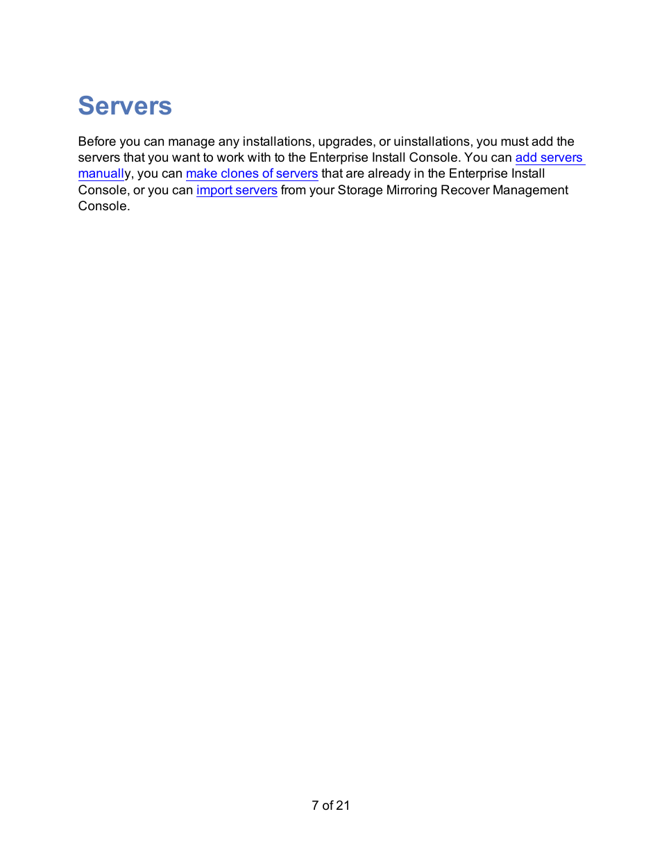 Servers | HP Storage Mirroring Software User Manual | Page 9 / 23