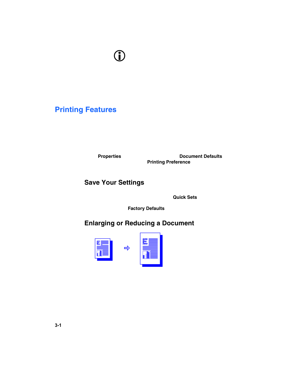 Win i, Printing features, Save your settings | Enlarging or reducing a document, Printing features -1, Win l | HP Deskjet 1180c Printer User Manual | Page 13 / 46