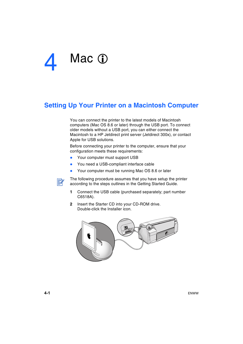 Mac i, Setting up your printer on a macintosh computer, Mac l | Setting up your printer on a macintosh computer -1 | HP Deskjet 1180c Printer User Manual | Page 19 / 46