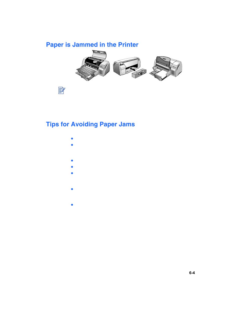 Paper is jammed in the printer, Tips for avoiding paper jams | HP Deskjet 1180c Printer User Manual | Page 26 / 46