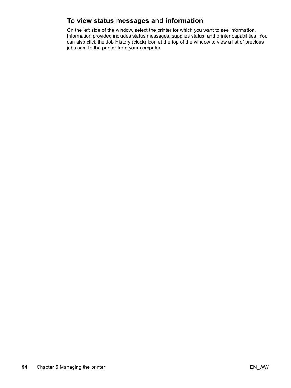 To view status messages and information | HP Color LaserJet 5500 Printer series User Manual | Page 104 / 224