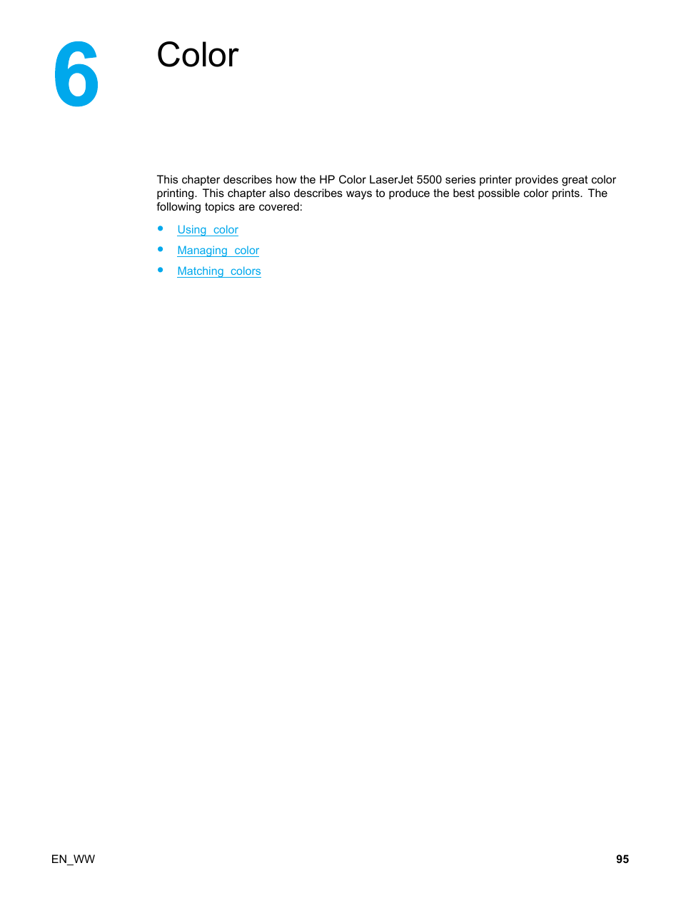 6 color, Color | HP Color LaserJet 5500 Printer series User Manual | Page 105 / 224