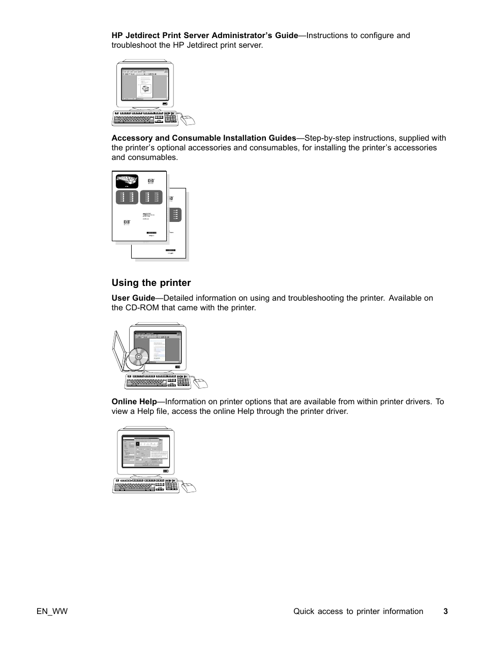 Using the printer | HP Color LaserJet 5500 Printer series User Manual | Page 13 / 224