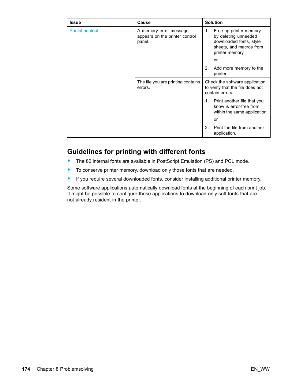 Guidelines for printing with different fonts | HP Color LaserJet 5500 Printer series User Manual | Page 184 / 224