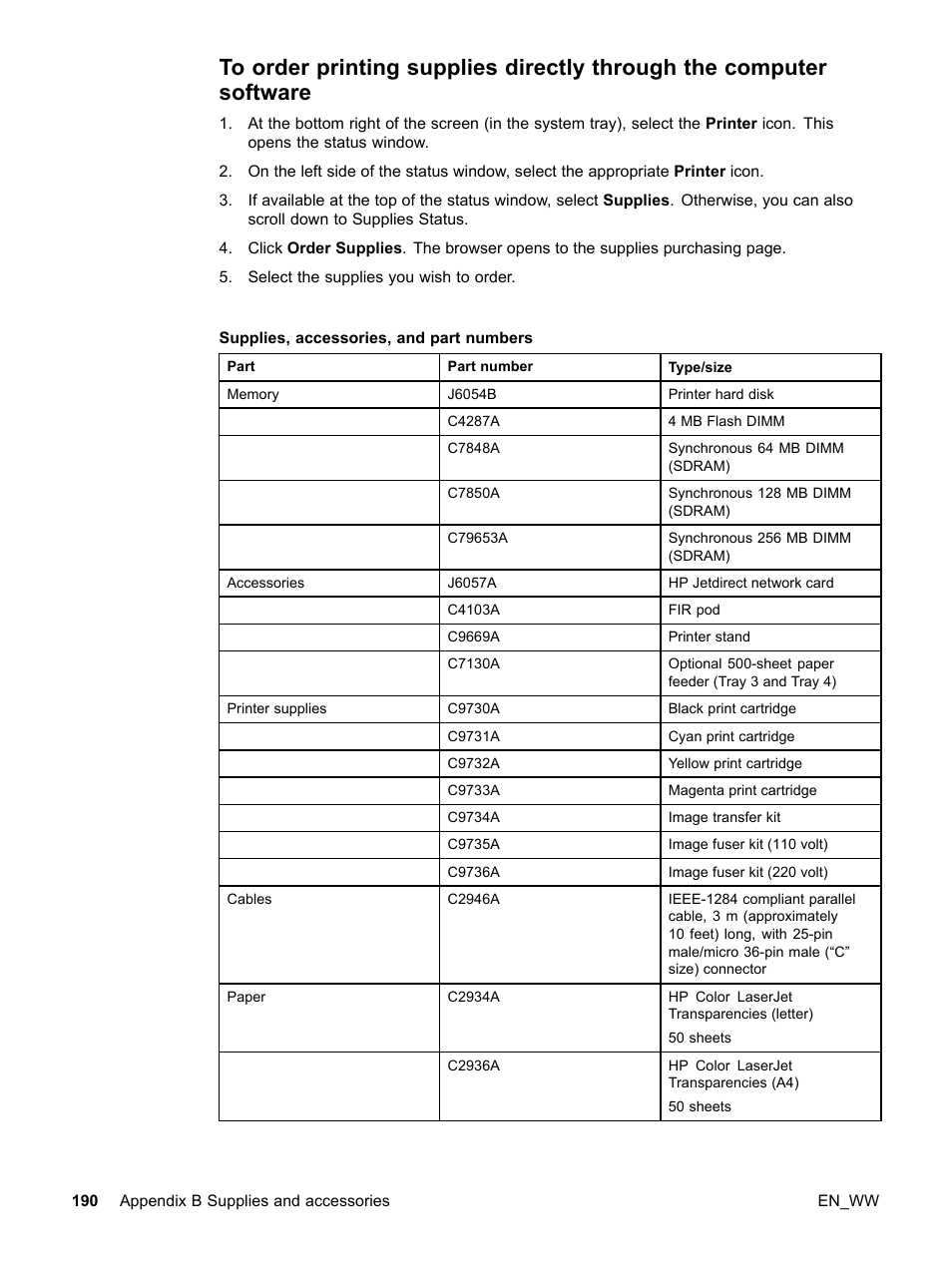 HP Color LaserJet 5500 Printer series User Manual | Page 200 / 224