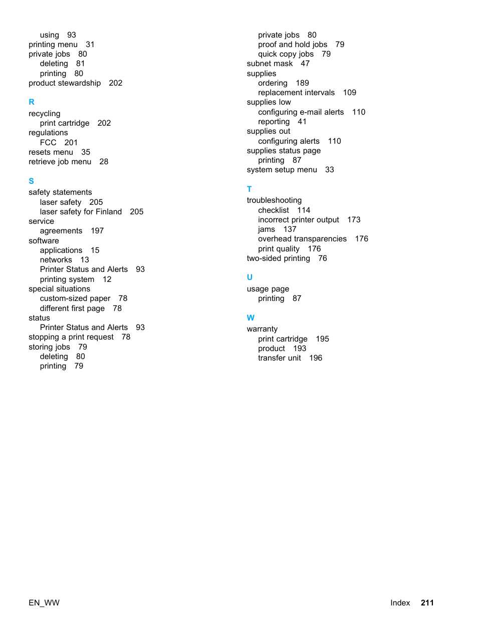 HP Color LaserJet 5500 Printer series User Manual | Page 221 / 224