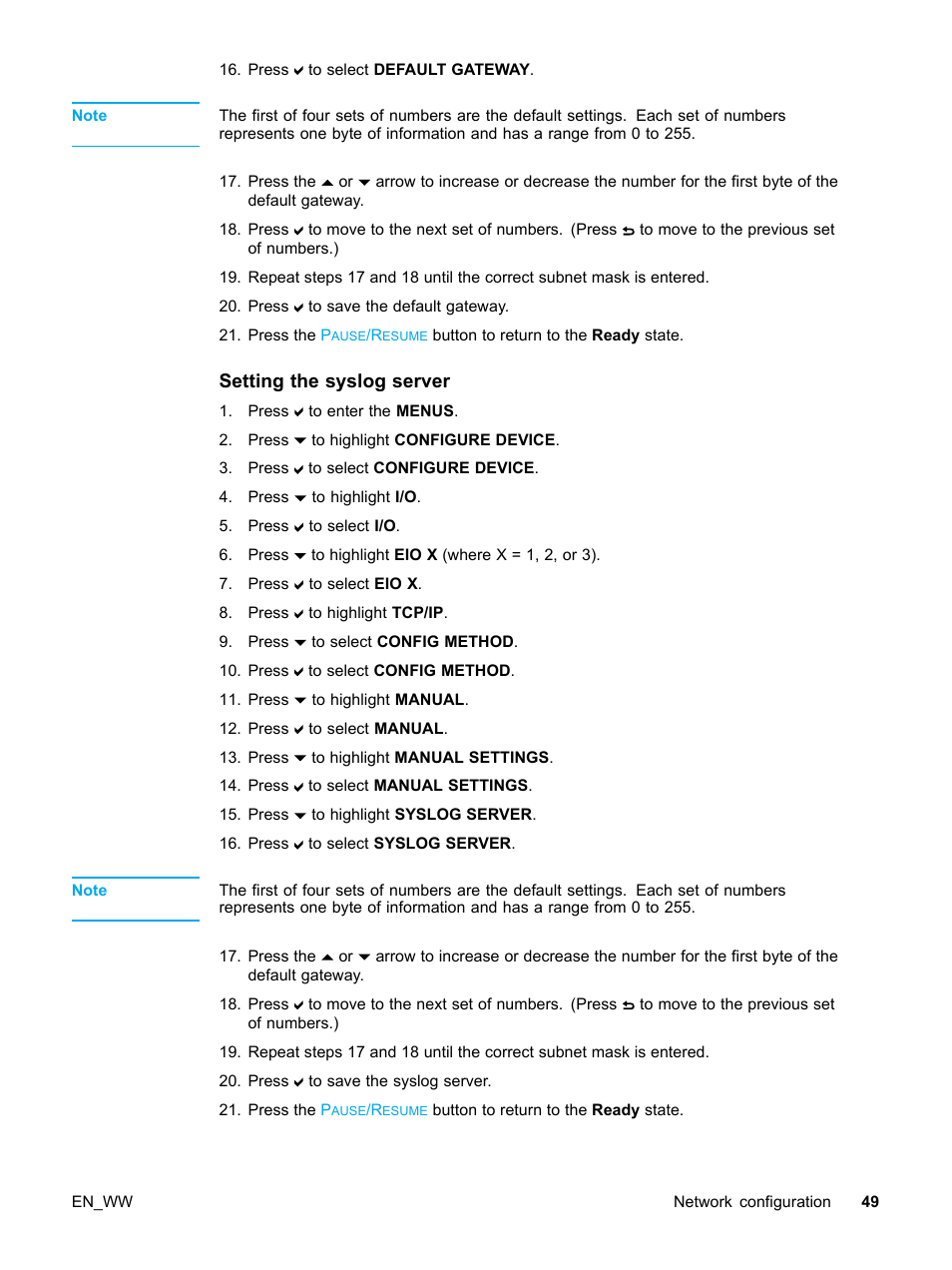 Setting the syslog server | HP Color LaserJet 5500 Printer series User Manual | Page 59 / 224