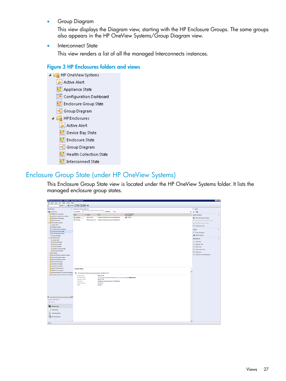 Enclosure group state (under hp oneview systems) | HP OneView for Microsoft System Center User Manual | Page 27 / 66