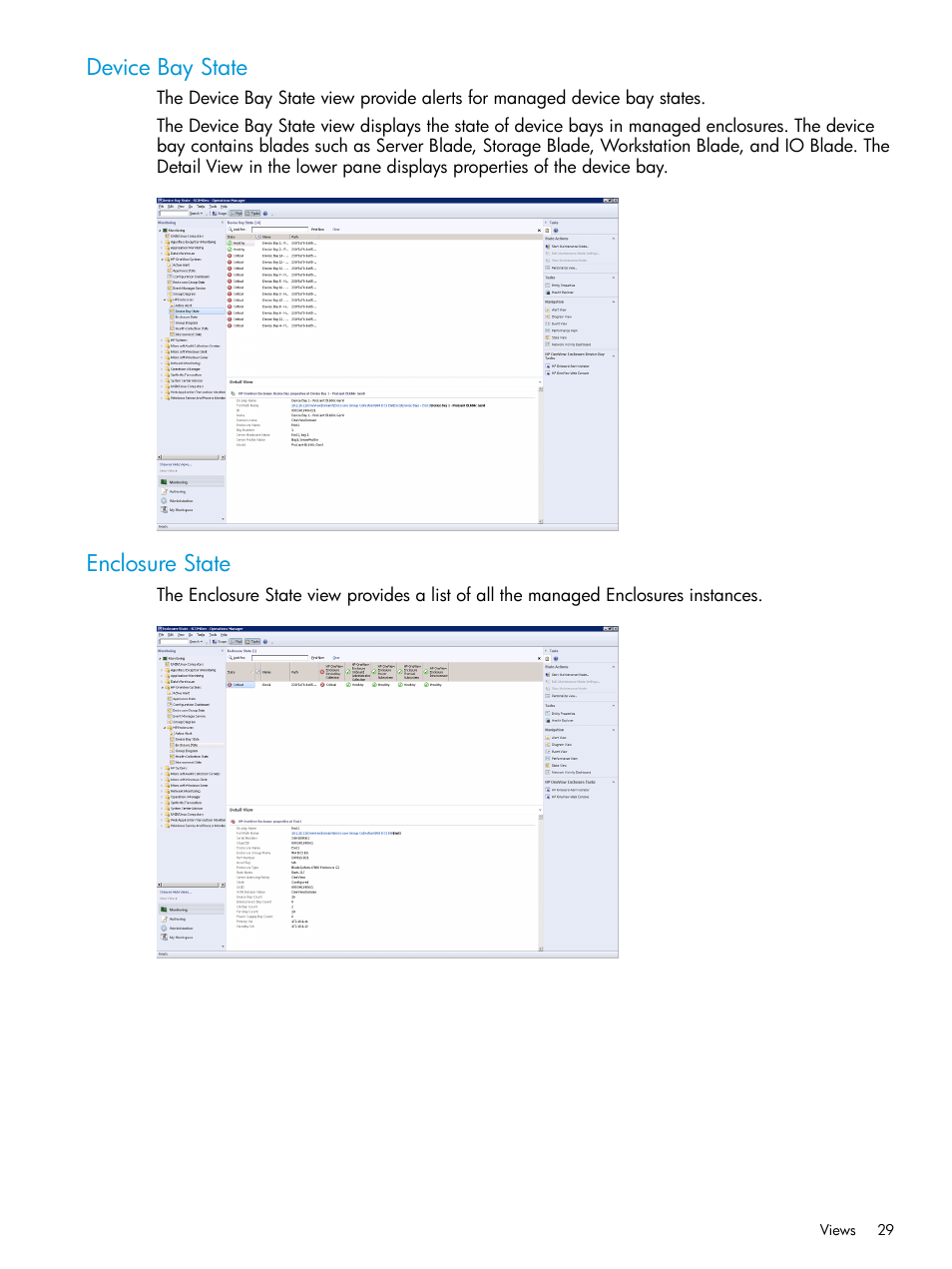 Device bay state, Enclosure state, Device bay state enclosure state | HP OneView for Microsoft System Center User Manual | Page 29 / 66