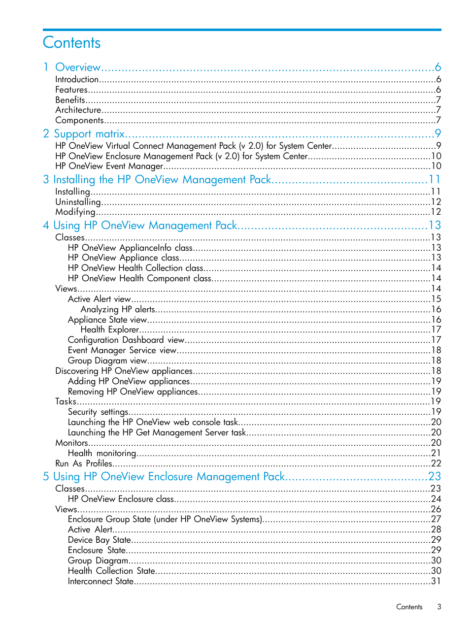 HP OneView for Microsoft System Center User Manual | Page 3 / 66