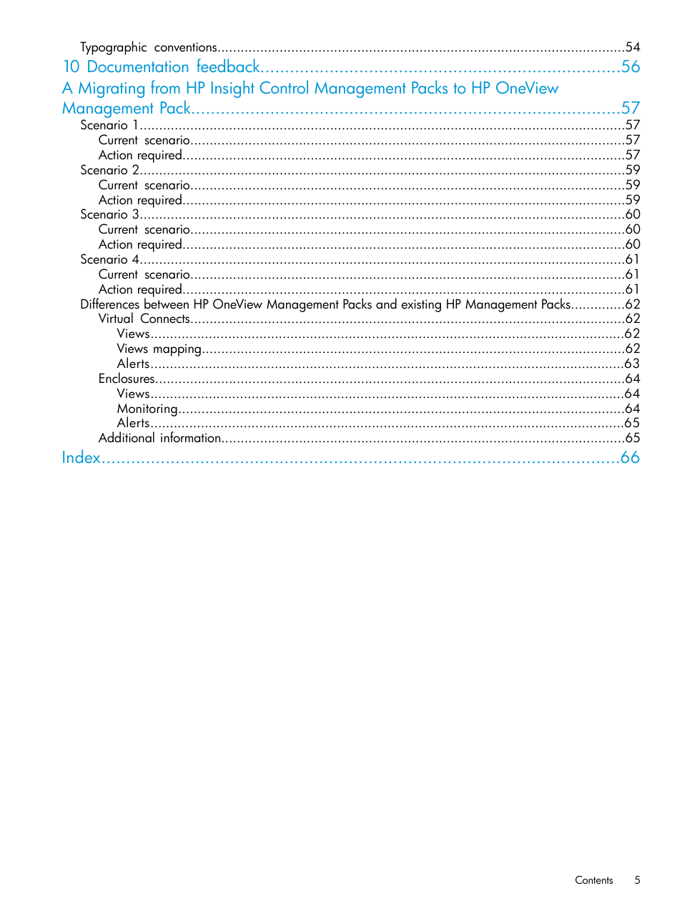 Index | HP OneView for Microsoft System Center User Manual | Page 5 / 66