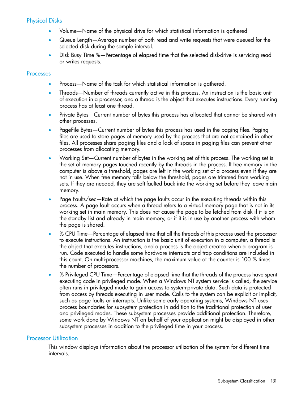 Physical disks, Processes, Processor utilization | Physical disks processes processor utilization | HP Insight Management Agents User Manual | Page 131 / 175