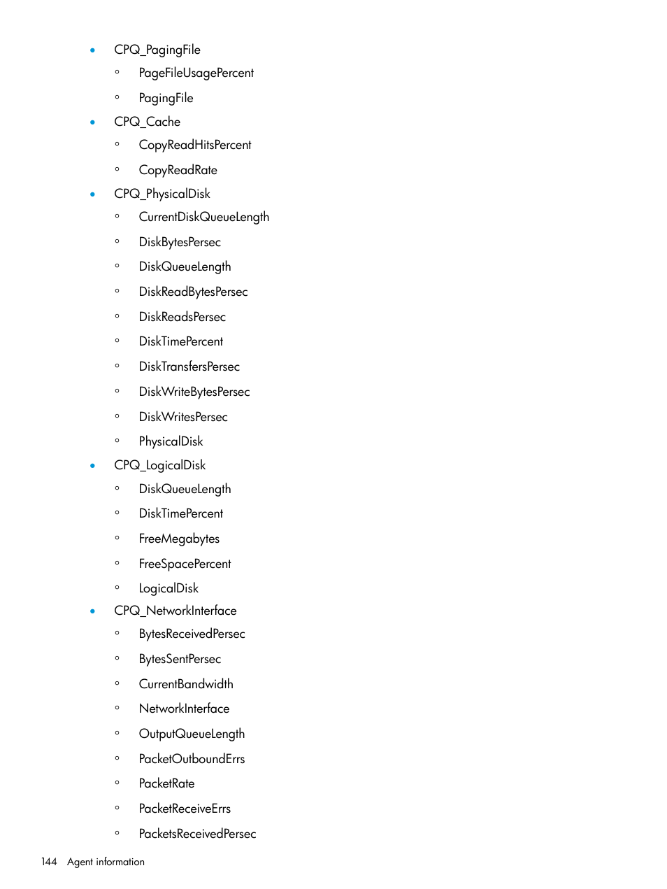 HP Insight Management Agents User Manual | Page 144 / 175