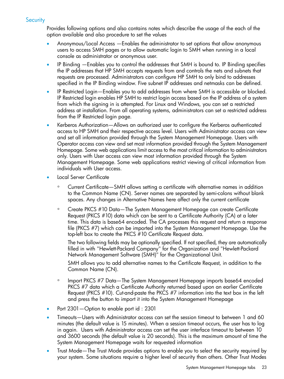 Security | HP Insight Management Agents User Manual | Page 23 / 175