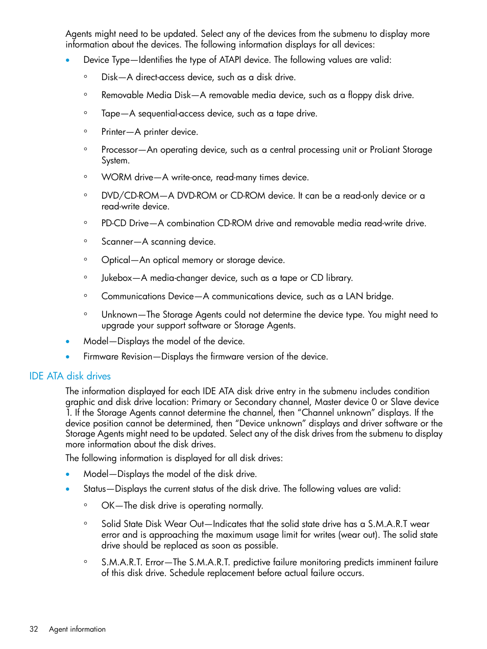 Ide ata disk drives | HP Insight Management Agents User Manual | Page 32 / 175