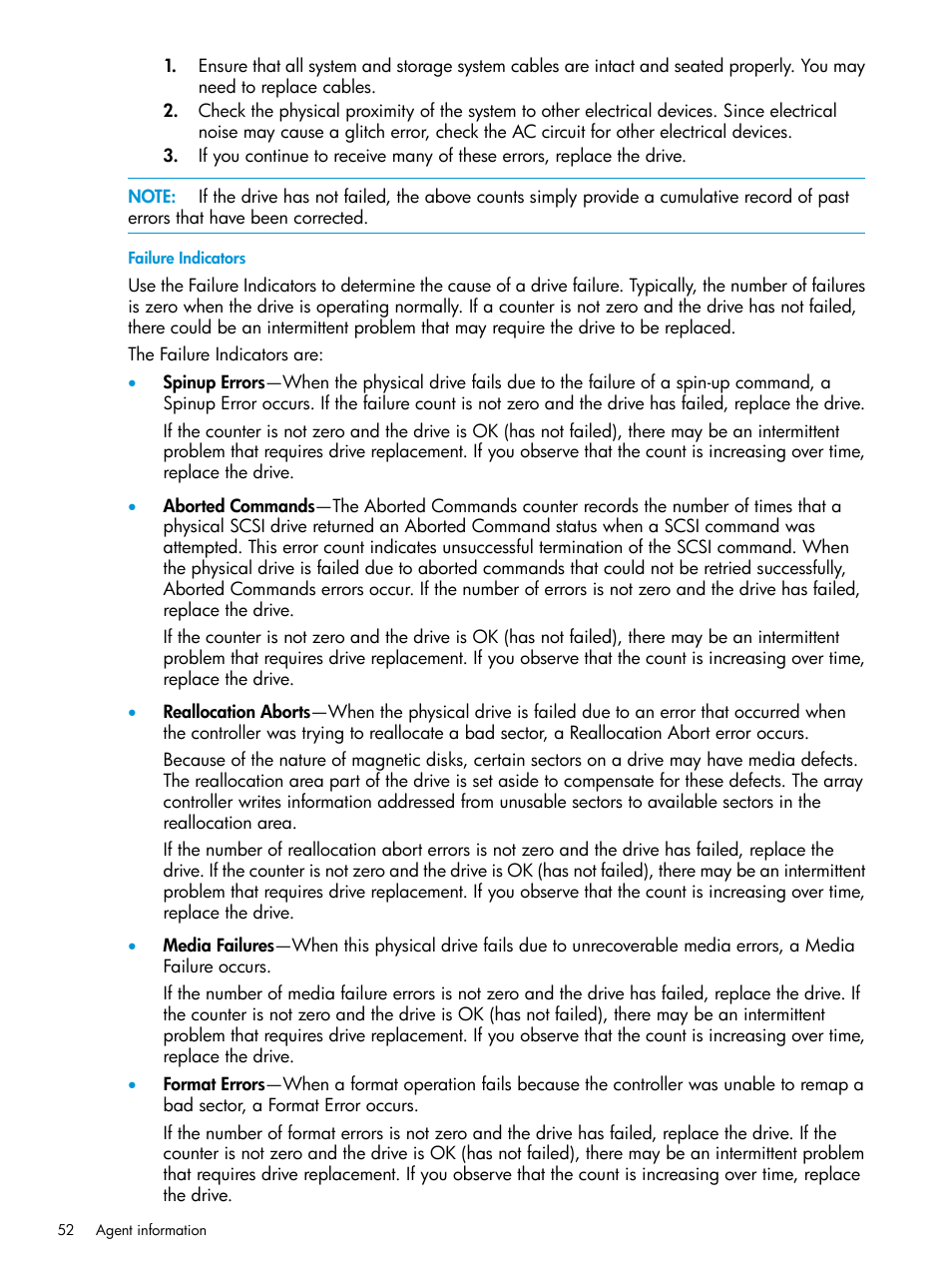 Failure indicators | HP Insight Management Agents User Manual | Page 52 / 175