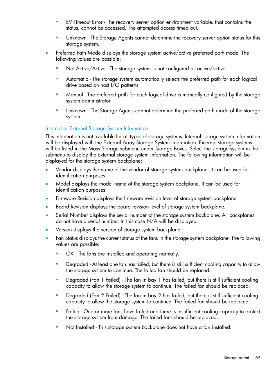 Internal or external storage system information | HP Insight Management Agents User Manual | Page 69 / 175