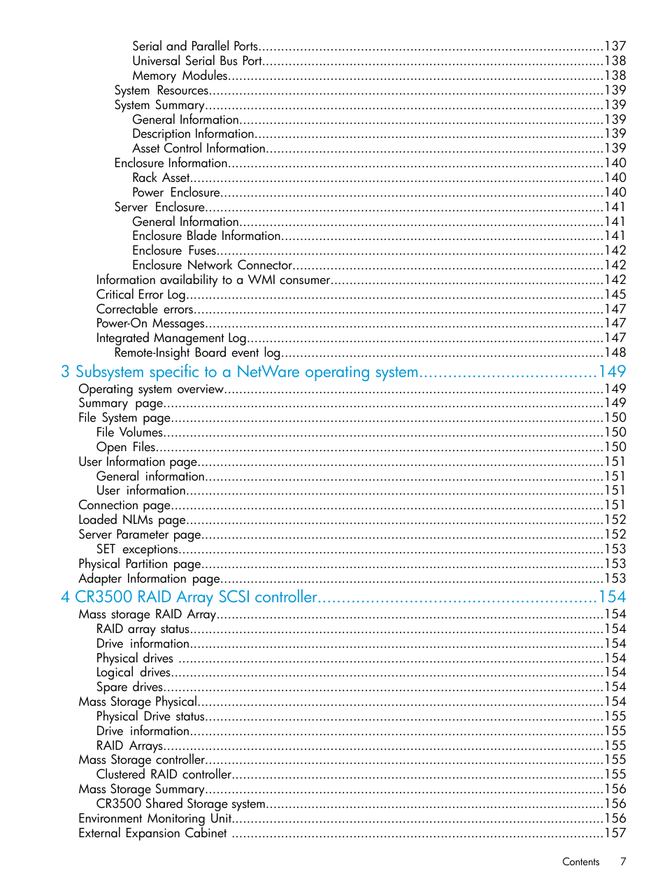 3 subsystem specific to a netware operating system | HP Insight Management Agents User Manual | Page 7 / 175