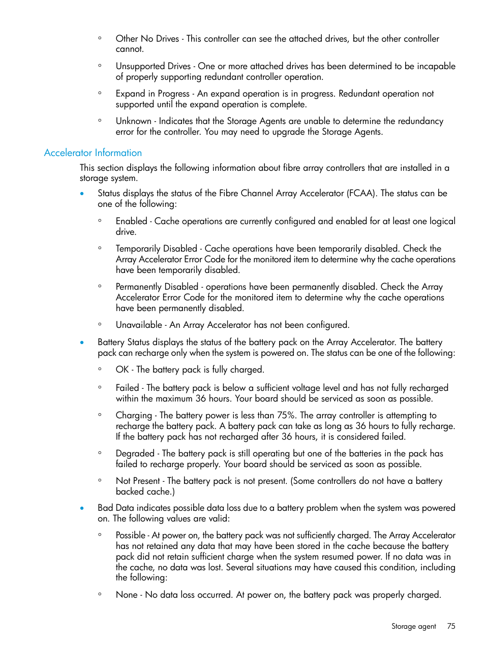 Accelerator information | HP Insight Management Agents User Manual | Page 75 / 175